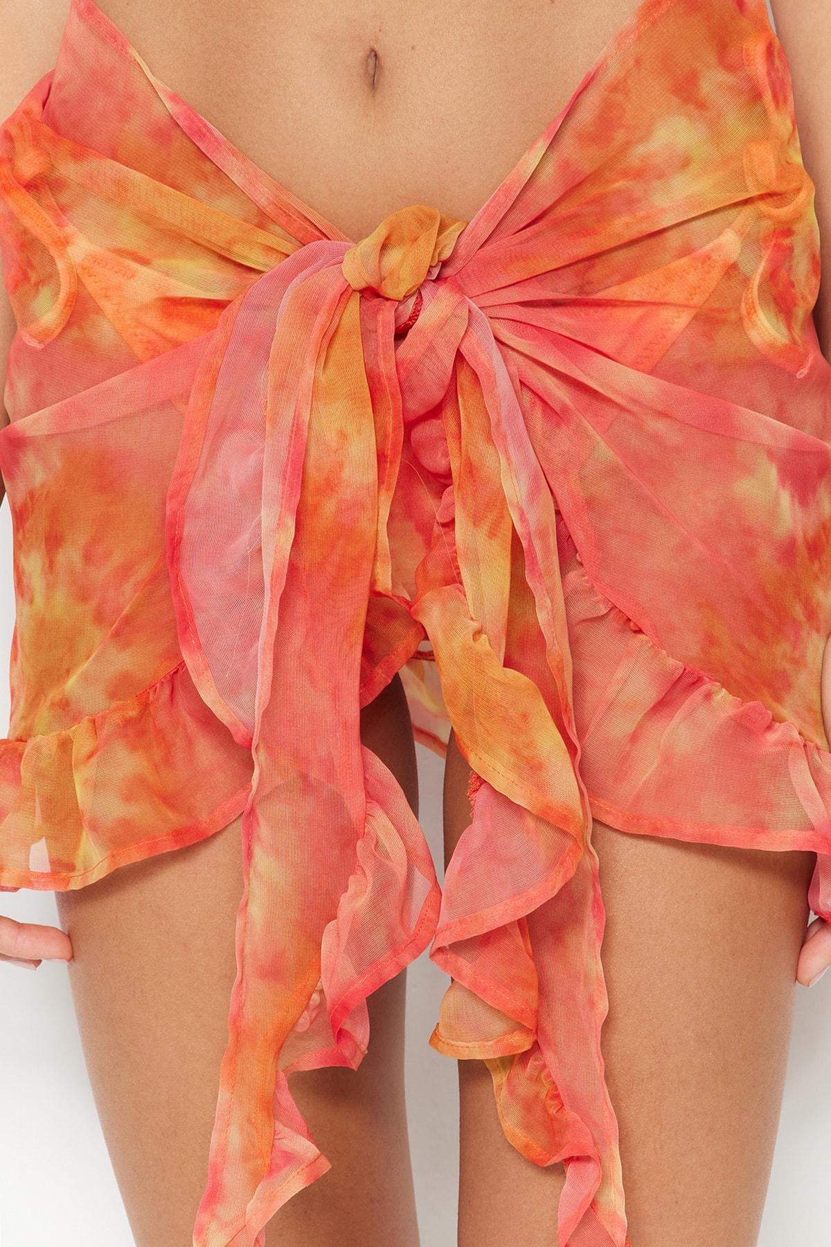 Orange Colour Gradient Wraparound Skirt, , large image number 4