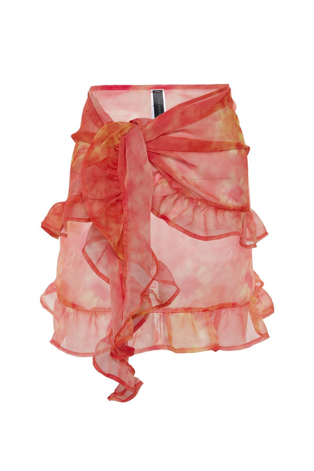 Orange Colour Gradient Wraparound Skirt, , large image number 5
