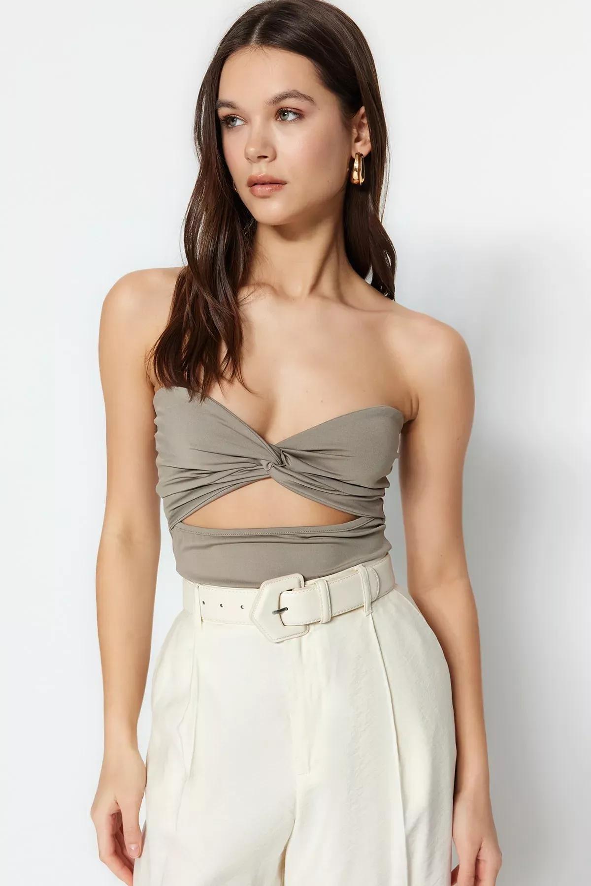 Brown Slim Bodysuit, , large image number 0