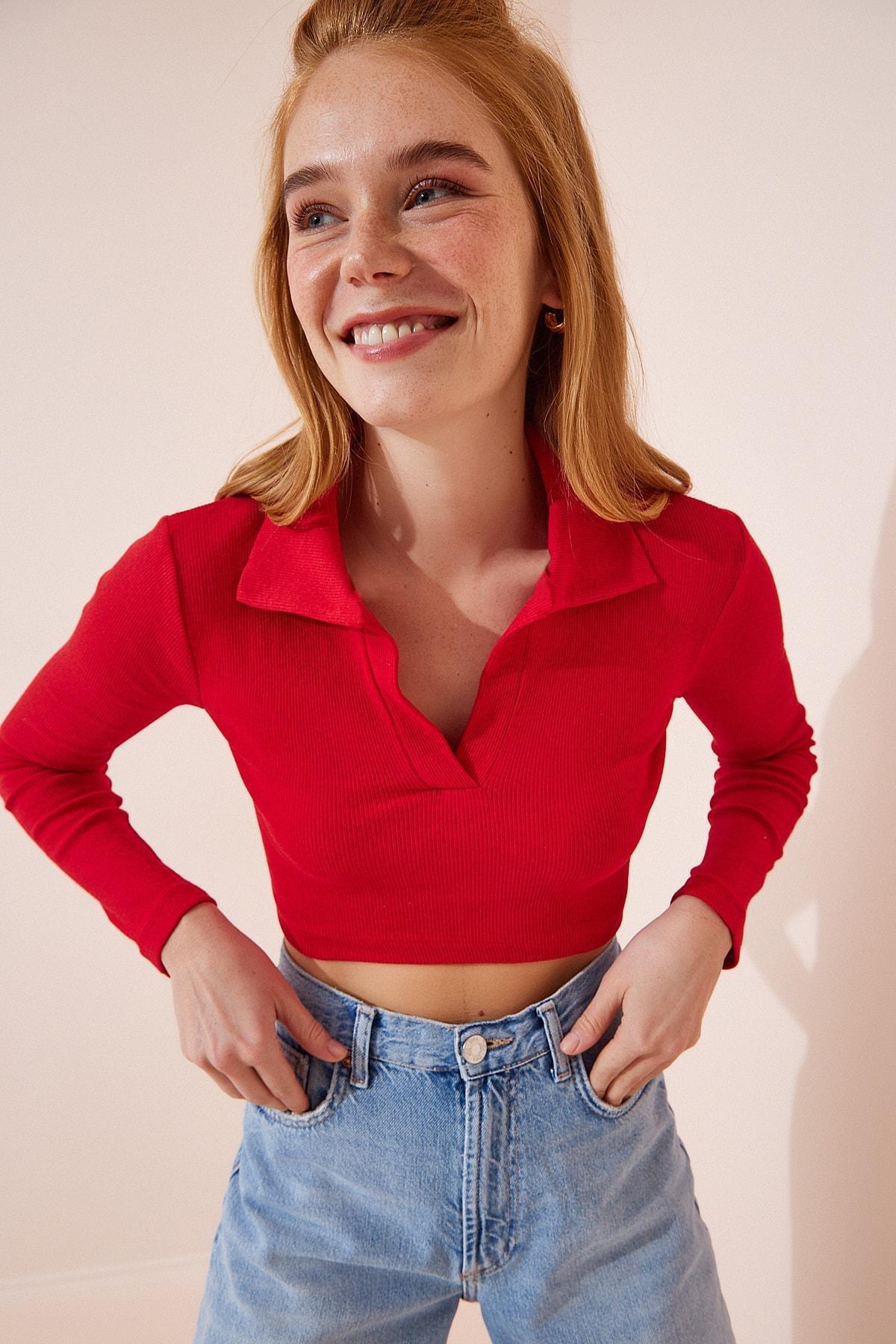 Red Knitwear Blouse, Red, large image number 0