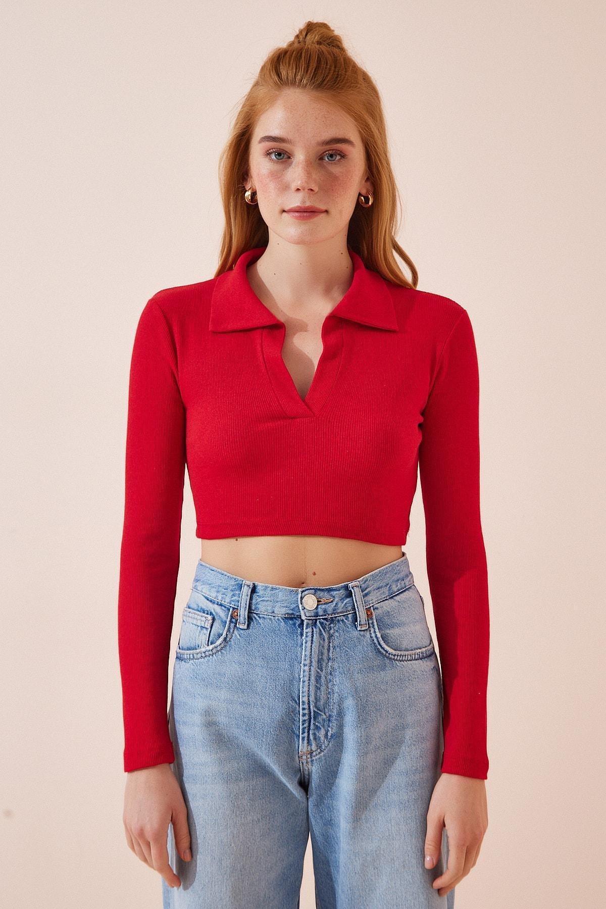 Red Knitwear Blouse, Red, large image number 1