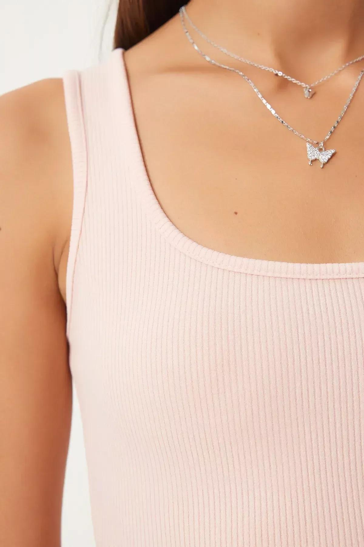Beige Square Collar Crop Top, , large image number 3