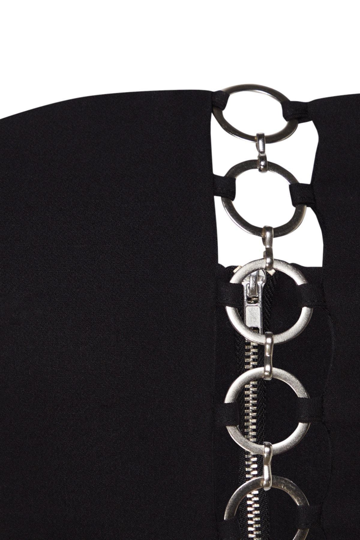 Black Strapless Fitted Crop Top, , large image number 6