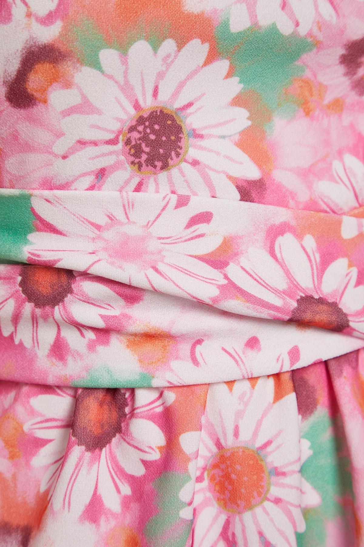 Pink Strapless Floral Skater Dress, , large image number 5