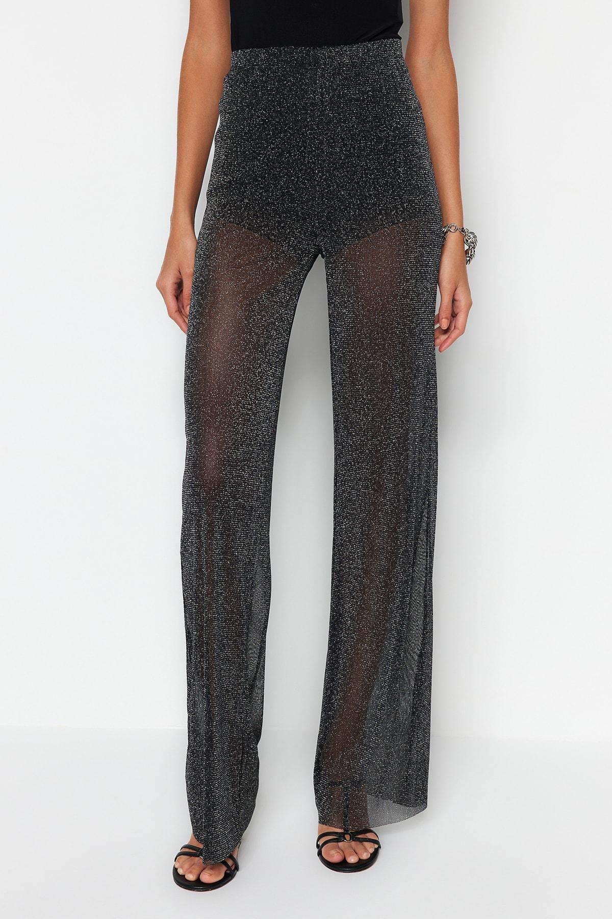 Black Wide Leg Pants, , large image number 0