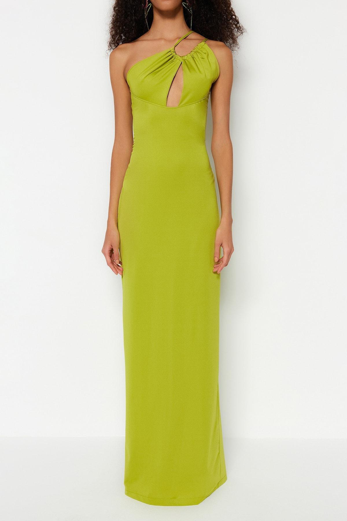 Trendyol - Green Asymmetrical Collar Occasionwear Dress