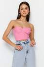 Trendyol - Pink Strapless Fitted Crop Top
