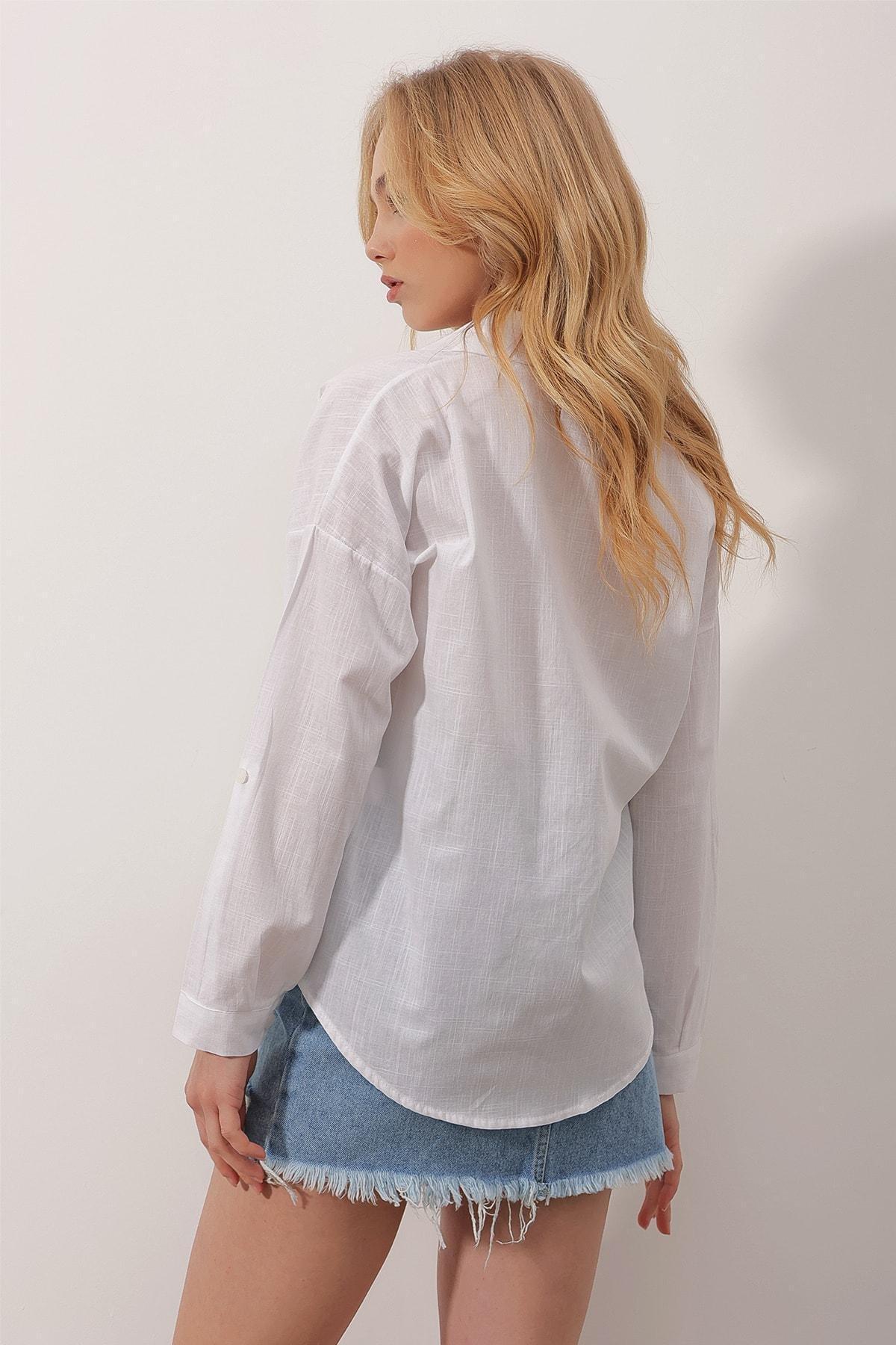 White Ethnic Pattern Long Sleeve Shirt, , large image number 4