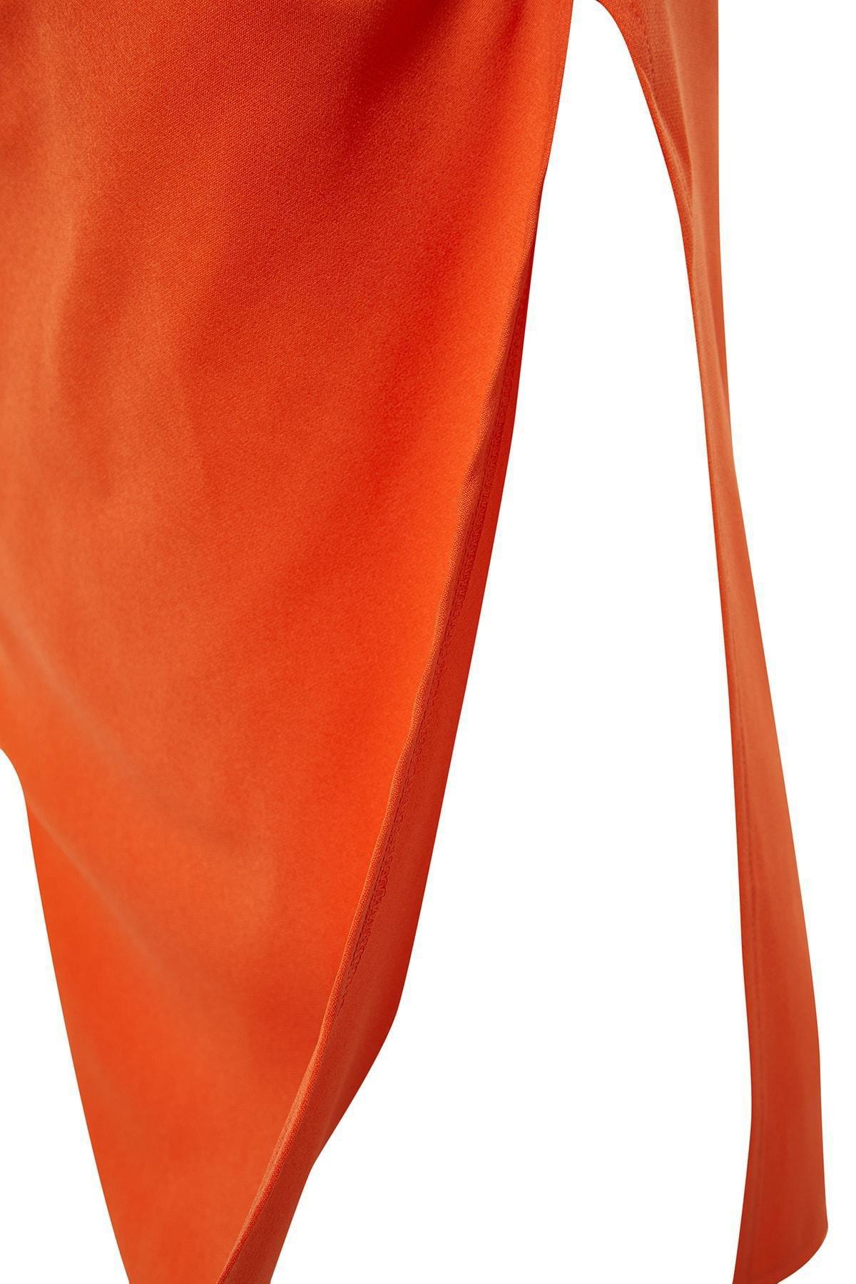 Orange Square Collar Bodycon Dress, , large image number 7