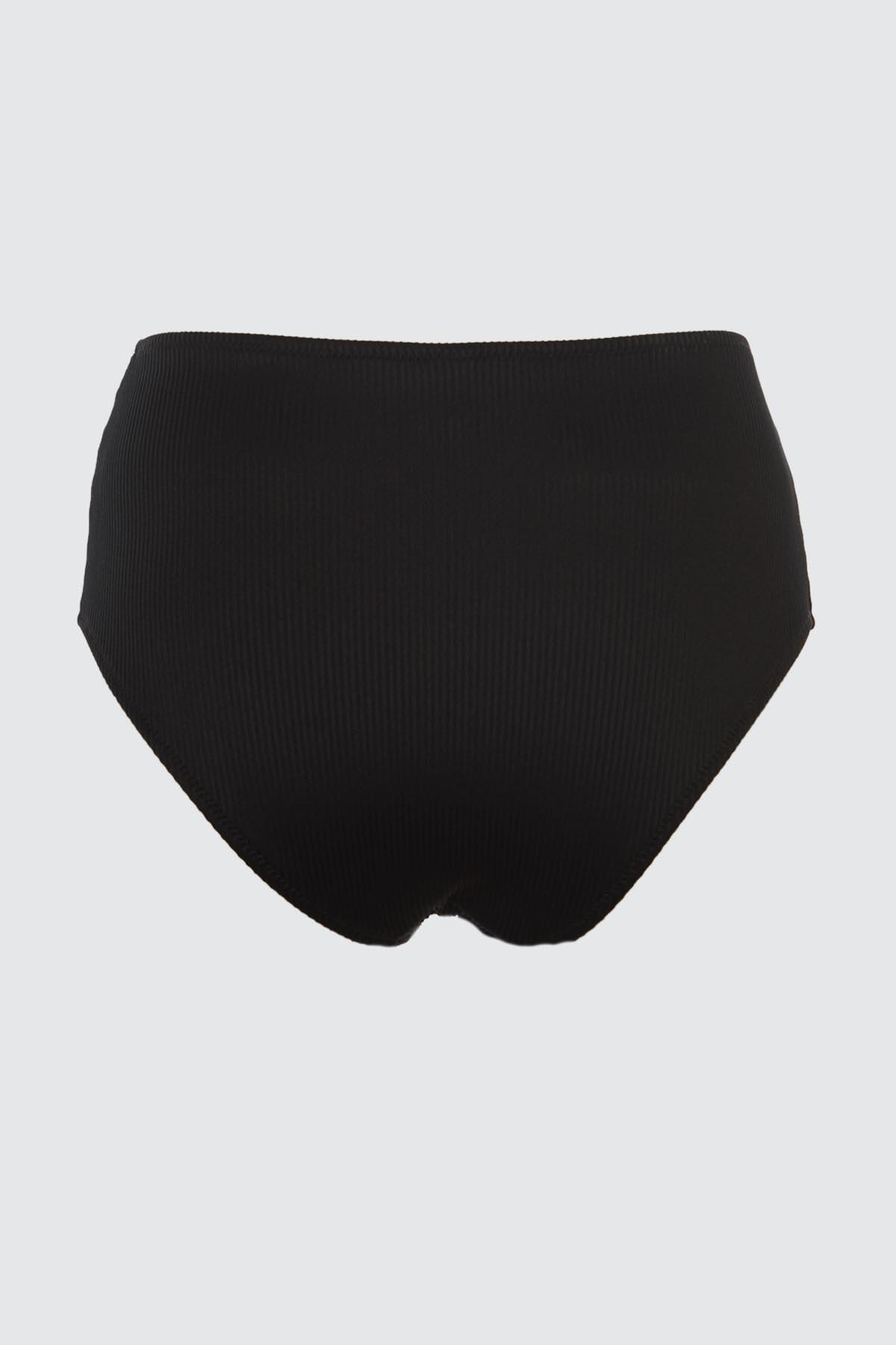 Black Plain High Waist Bikini Bottom, Black, large image number 5