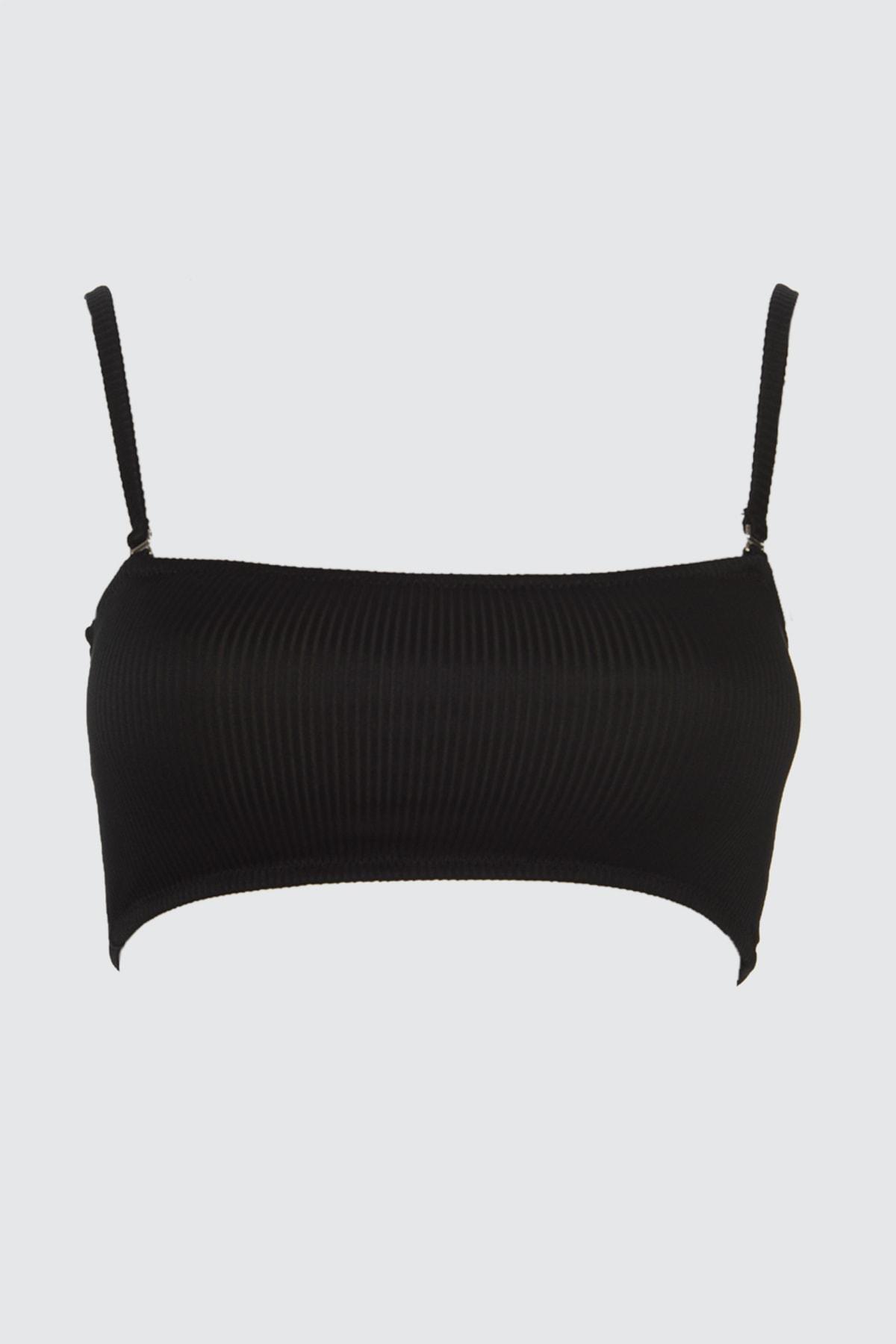 Black Plain Bandeau Bikini Top, , large image number 3