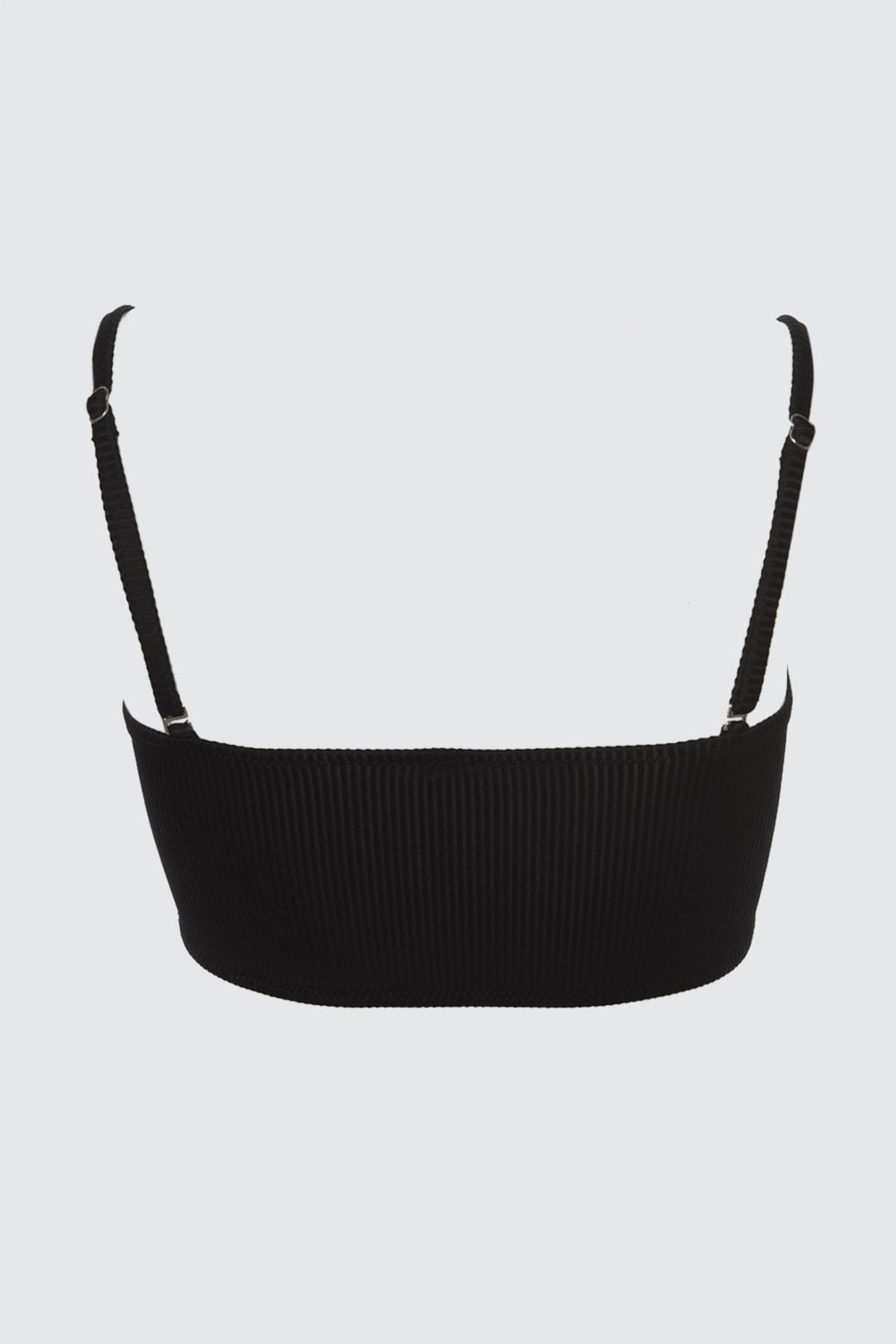 Black Plain Bandeau Bikini Top, , large image number 4