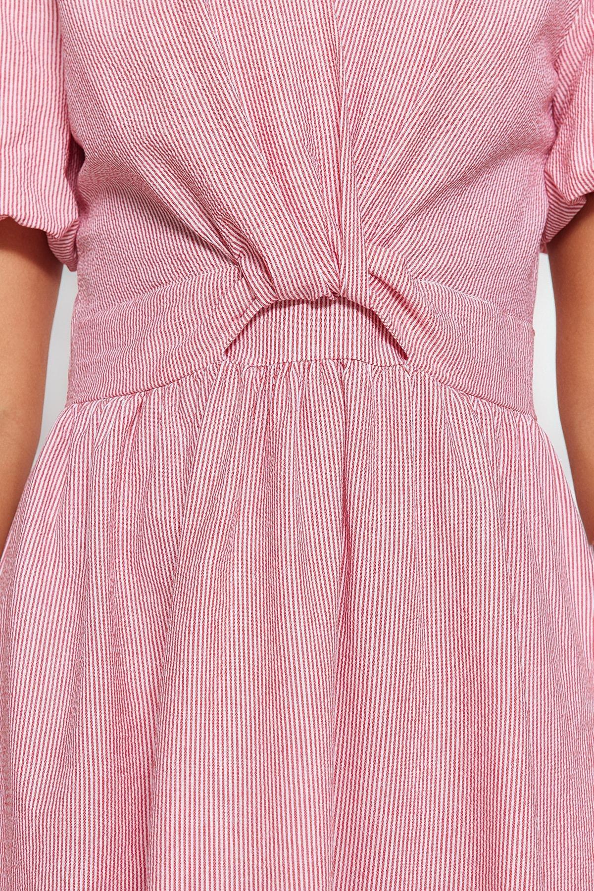 Pink Collared Striped Skater Dress, , large image number 3
