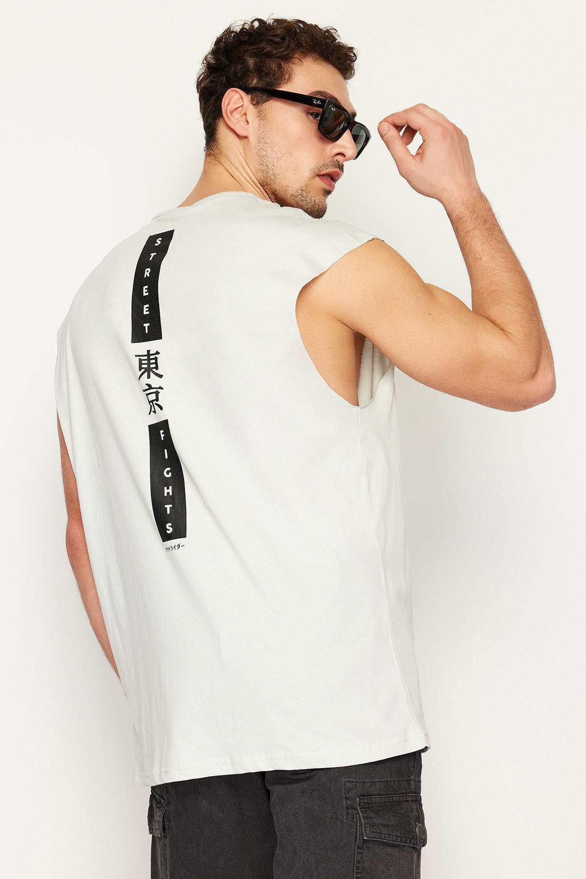 Grey Oversize Printed Athlete T-Shirt, , large image number 3