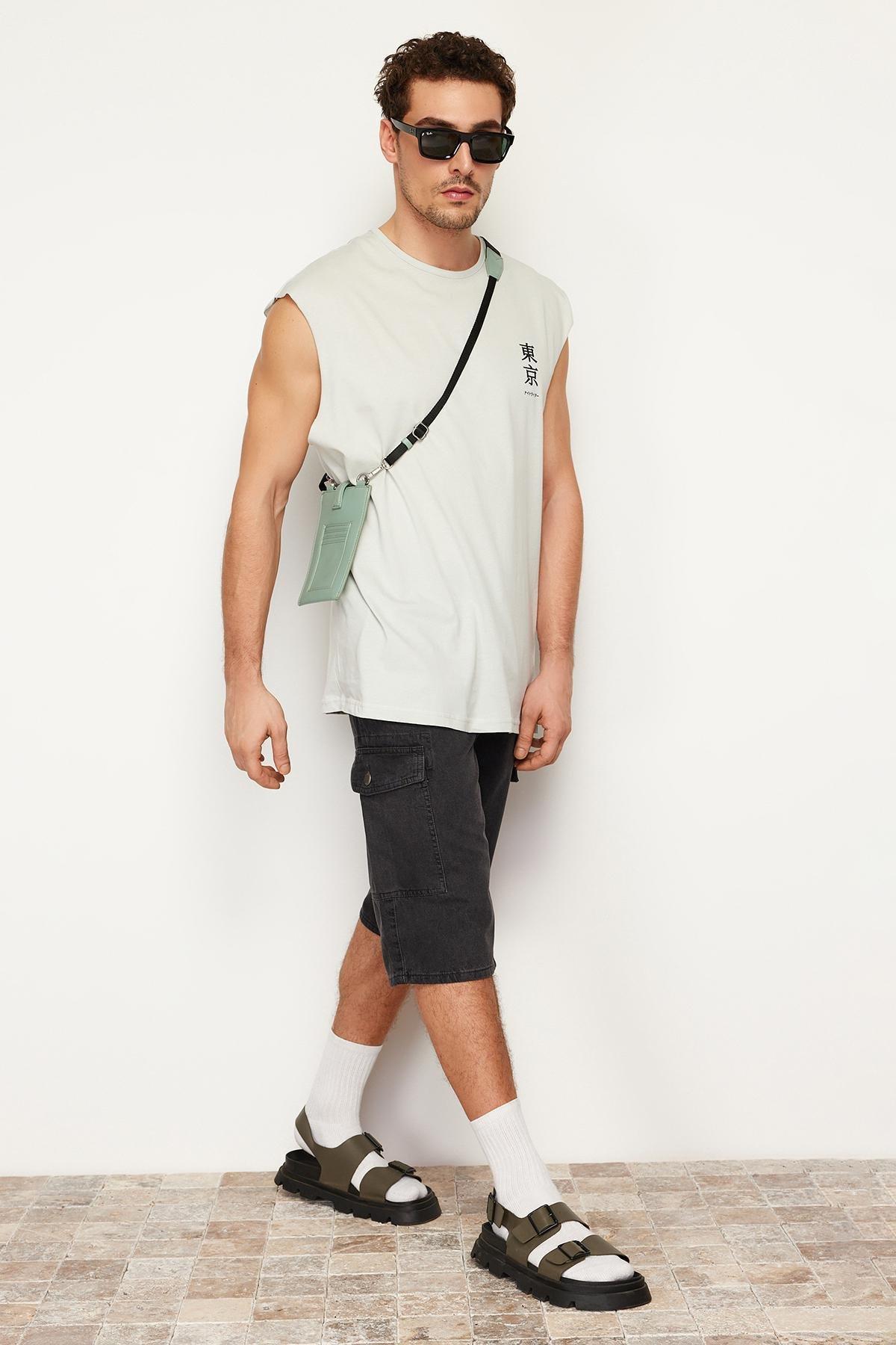 Grey Oversize Printed Athlete T-Shirt, , large image number 4