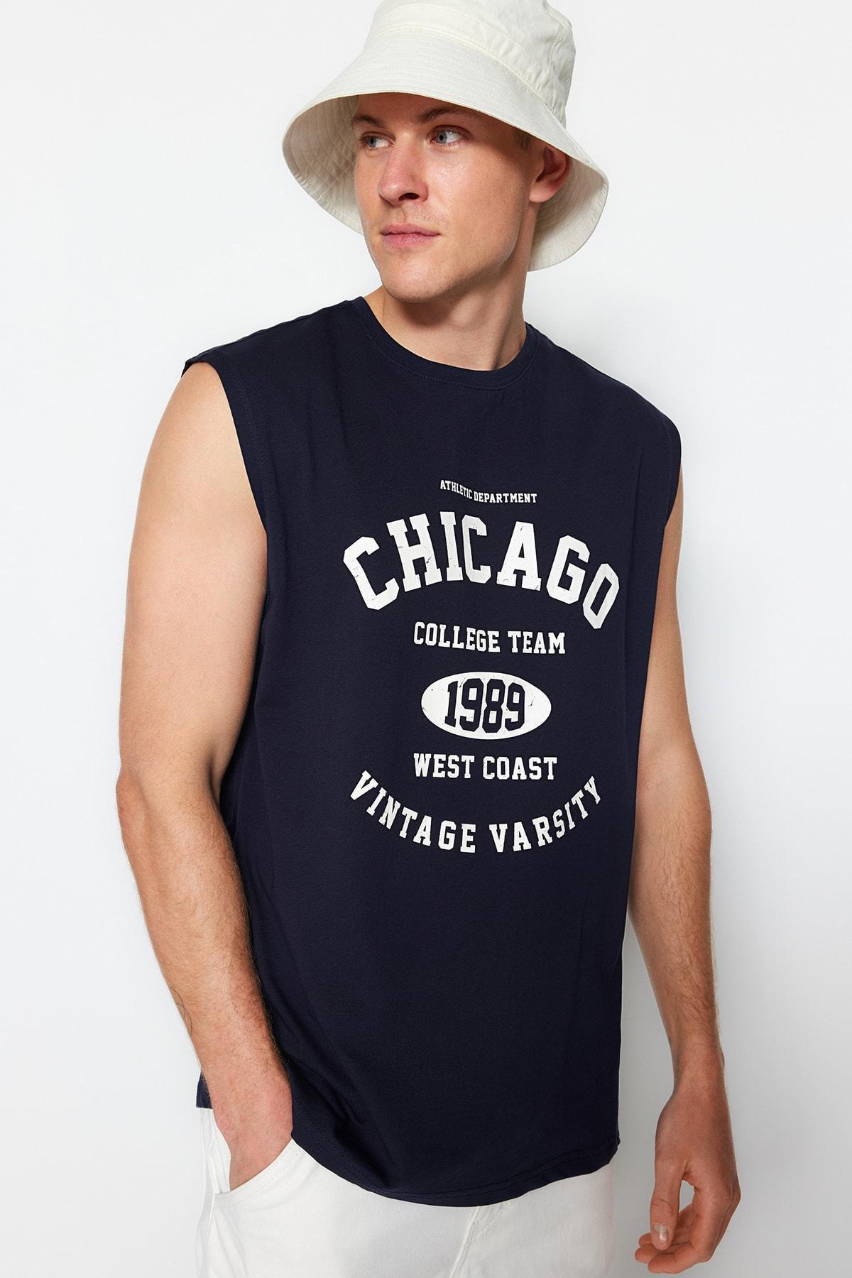 Trendyol - Navy Crew Neck Tank Top