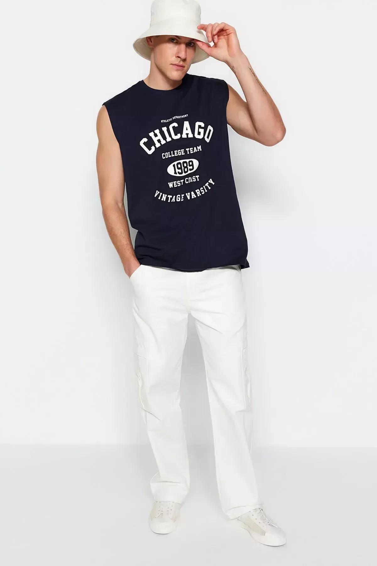 Navy Crew Neck Tank Top, , large image number 3
