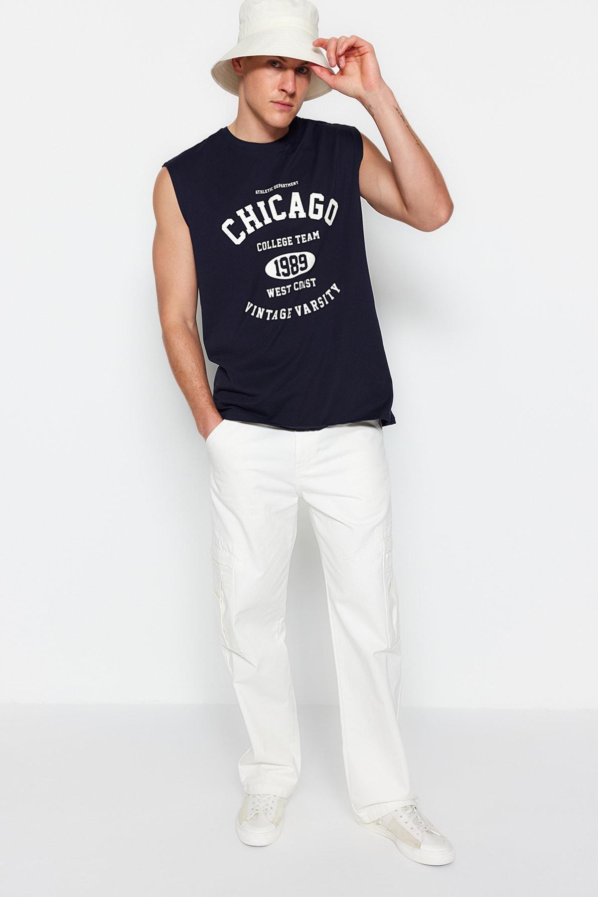Navy Crew Neck Tank Top, , large image number 3