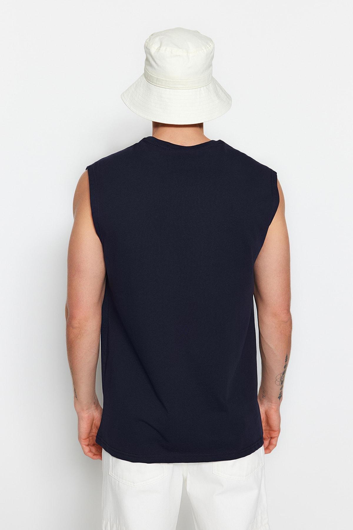 Navy Crew Neck Tank Top, , large image number 4