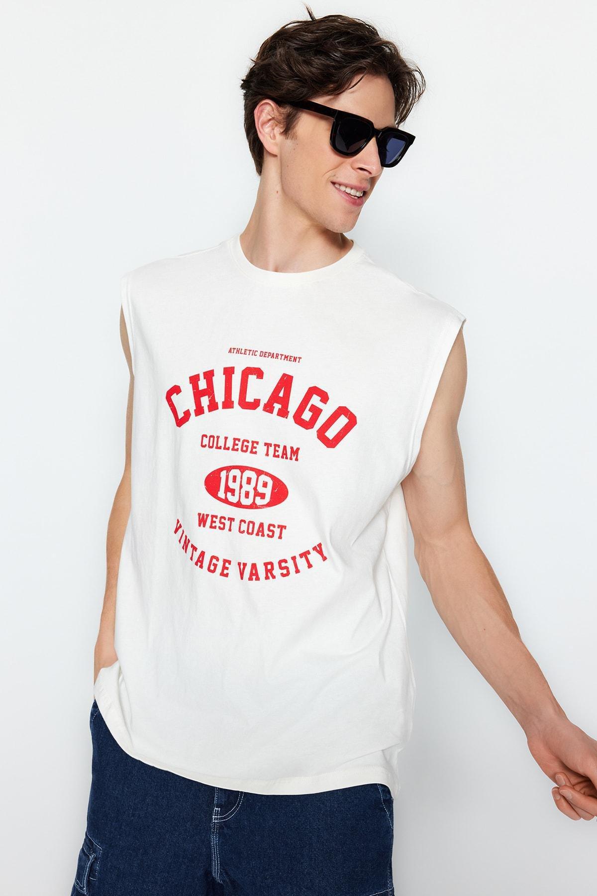 Cream Crew Neck Tank Top, , large image number 1