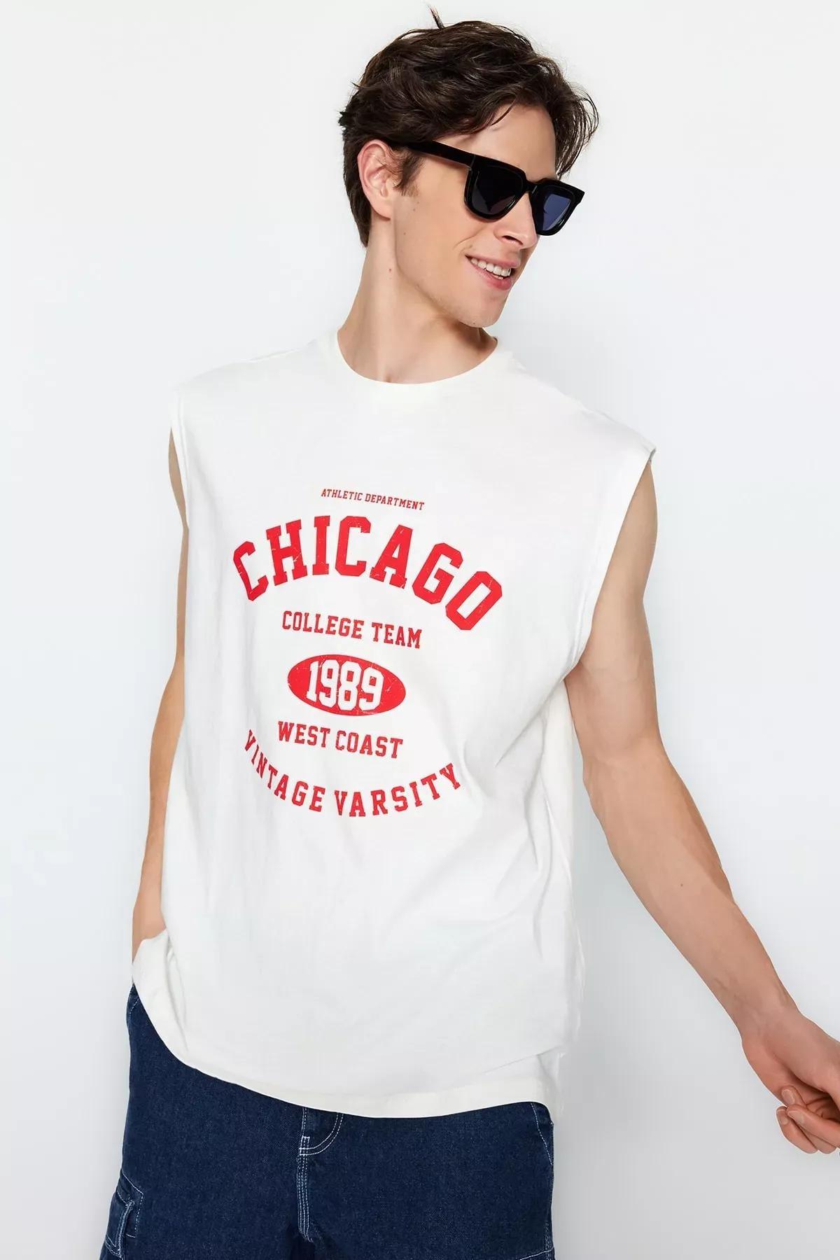 Cream Crew Neck Tank Top, Ecru, large image number 1