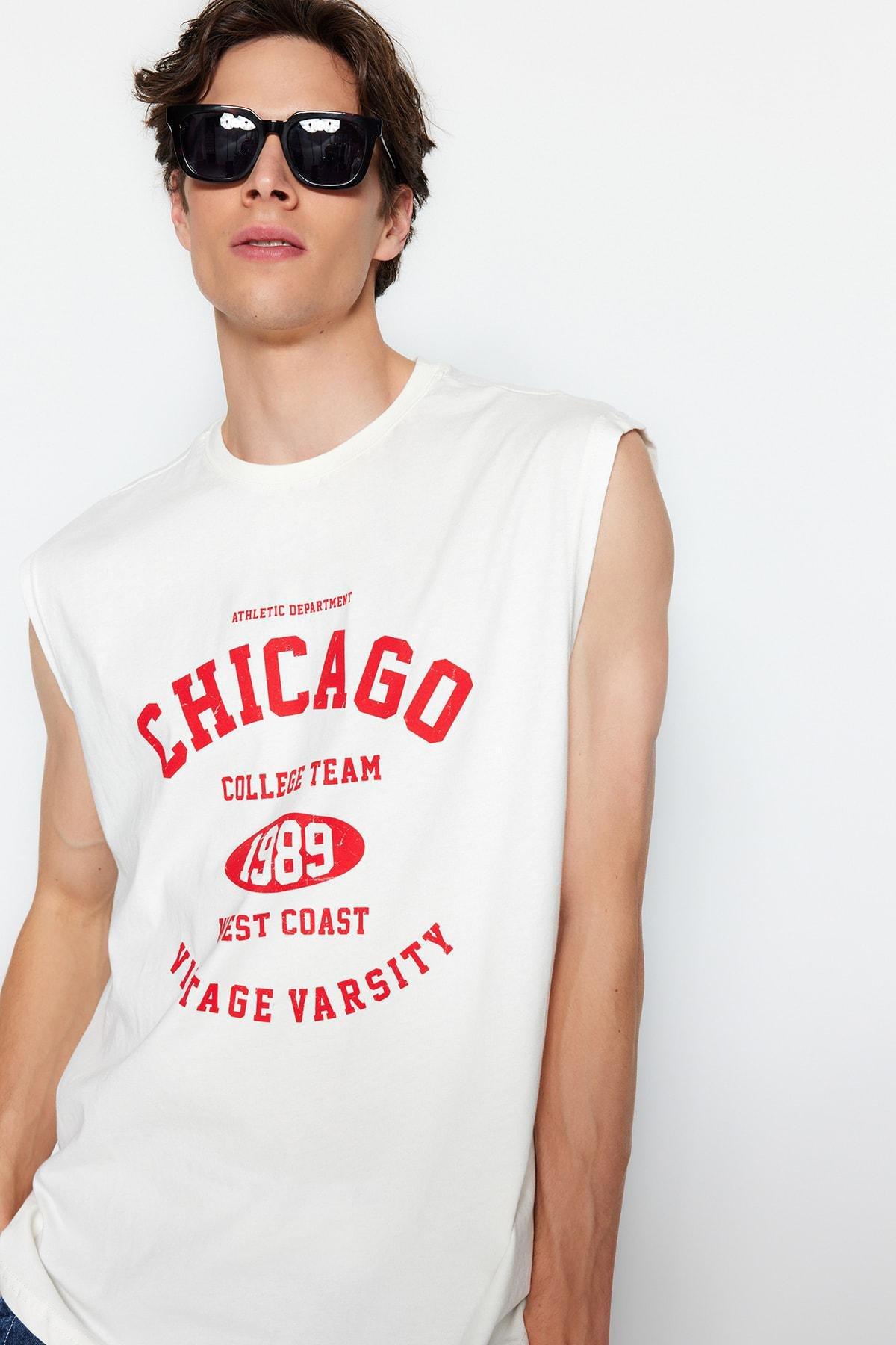 Cream Crew Neck Tank Top, , large image number 2