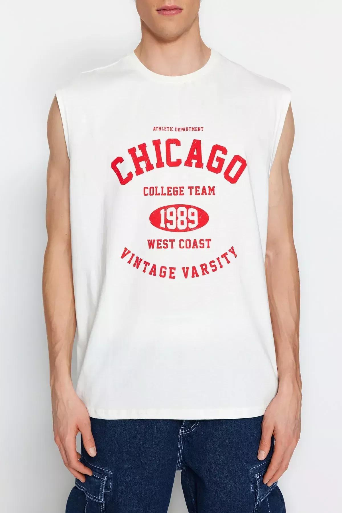 Cream Crew Neck Tank Top, Ecru, large image number 3