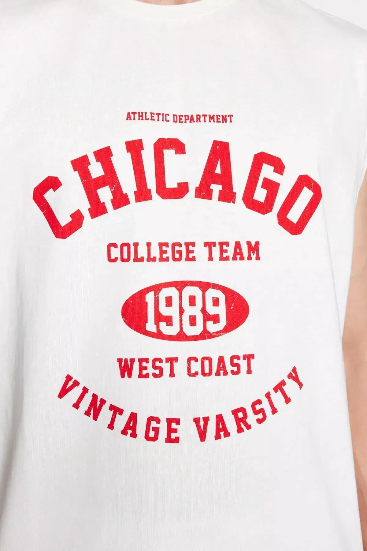 Cream Crew Neck Tank Top, Ecru, large image number 4