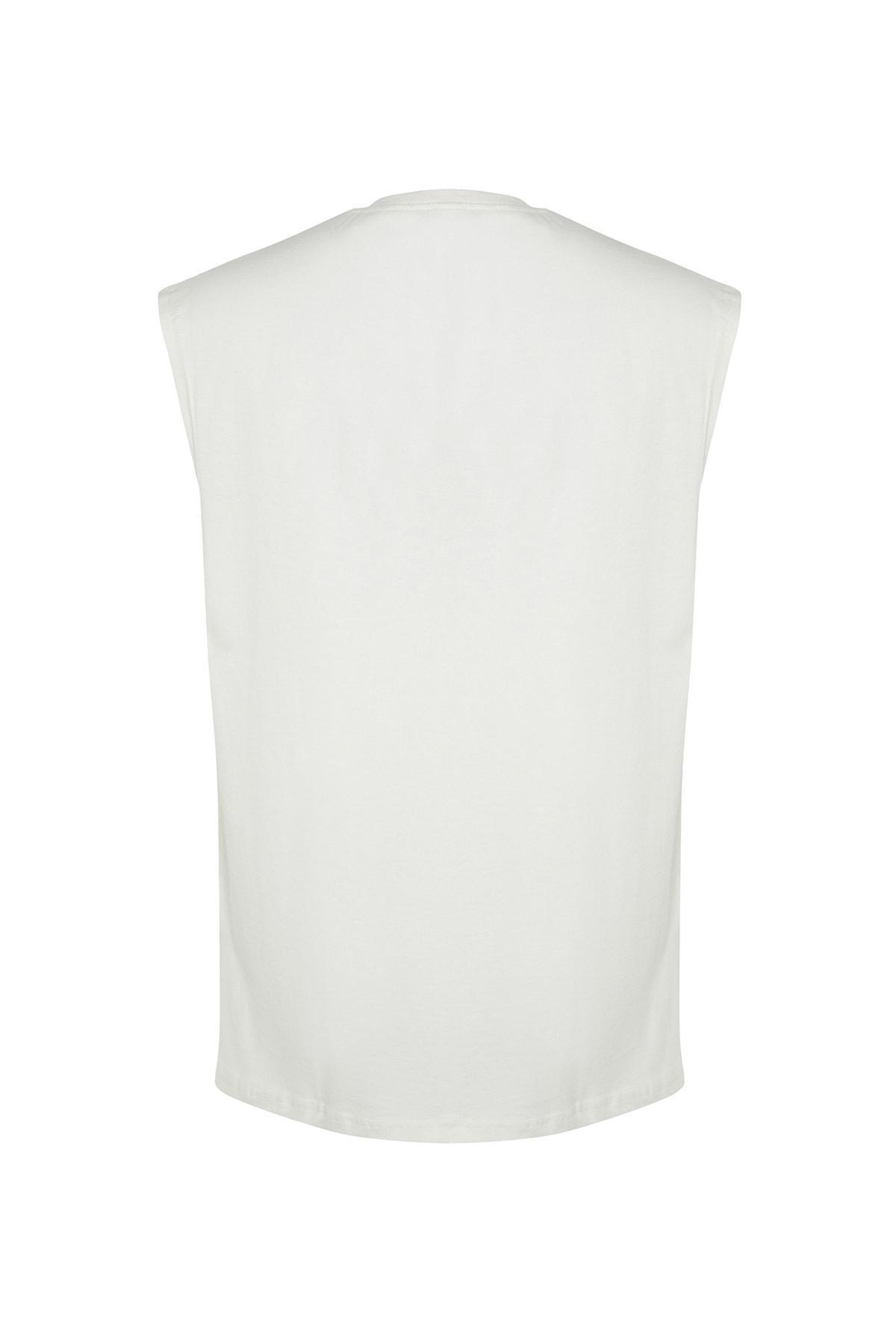 Cream Crew Neck Tank Top, , large image number 6