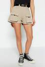 Trendyol - Beige High Waist Shorts