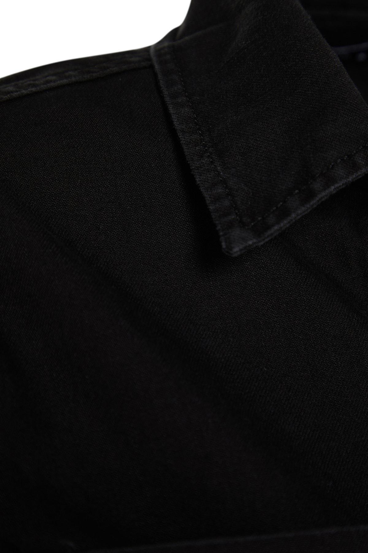 Black Shirt Collar Relaxed Jumpsuit, , large image number 6