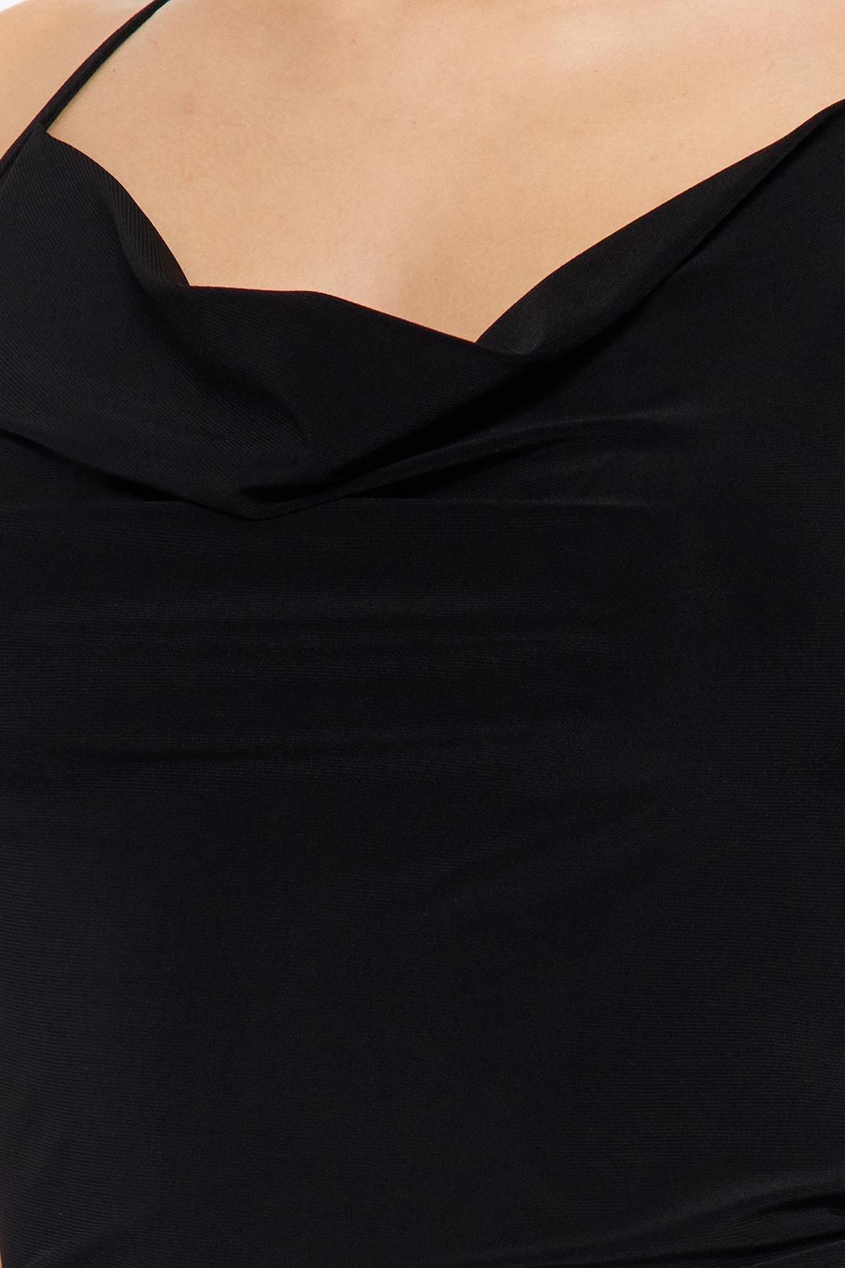 Black Cowl Neck Bodysuit, , large image number 4