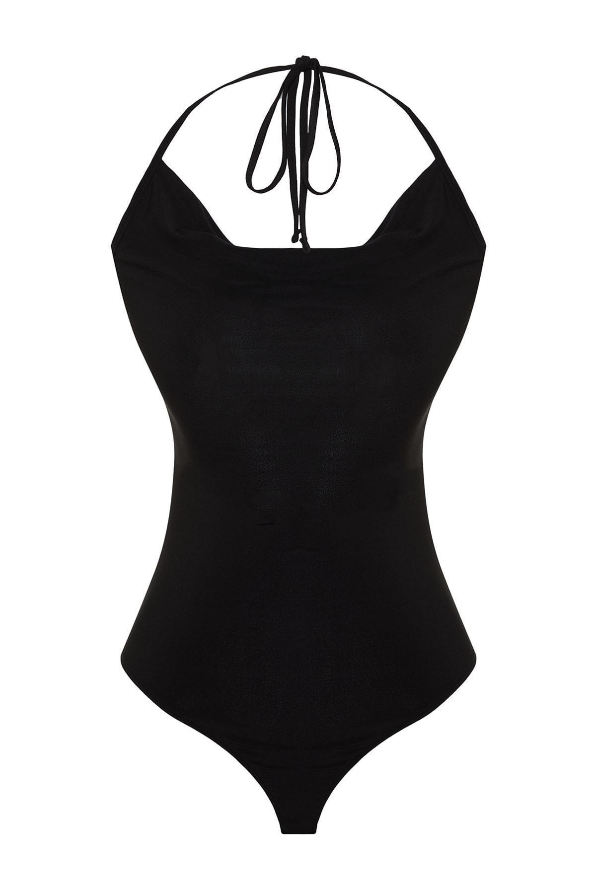Black Cowl Neck Bodysuit, , large image number 5