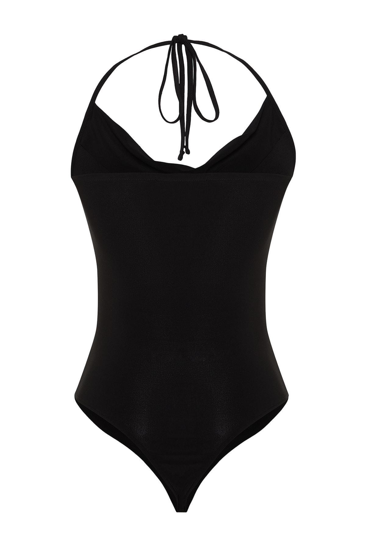 Black Cowl Neck Bodysuit, , large image number 7