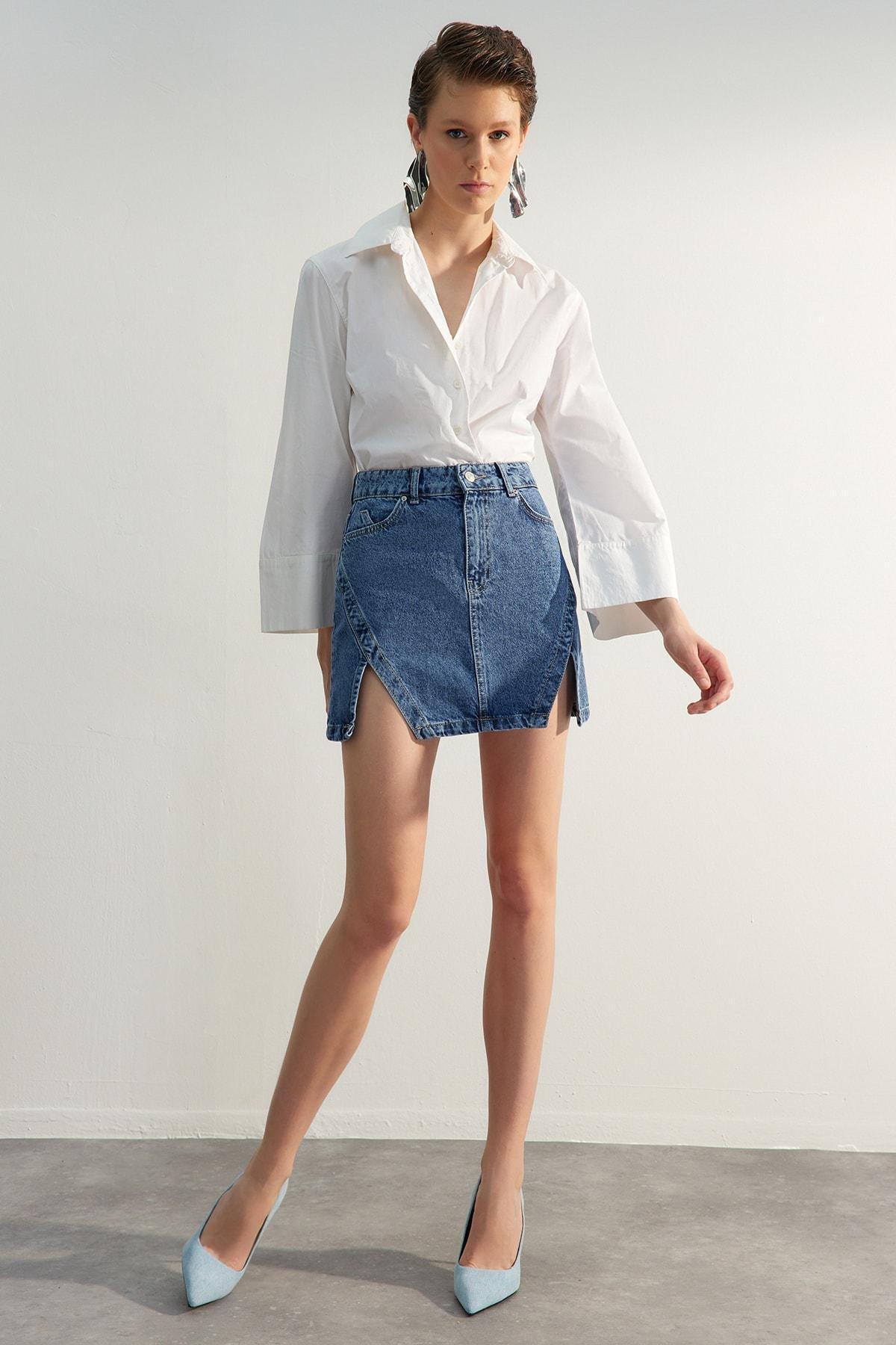 Blue Mini Skirt, , large image number 1