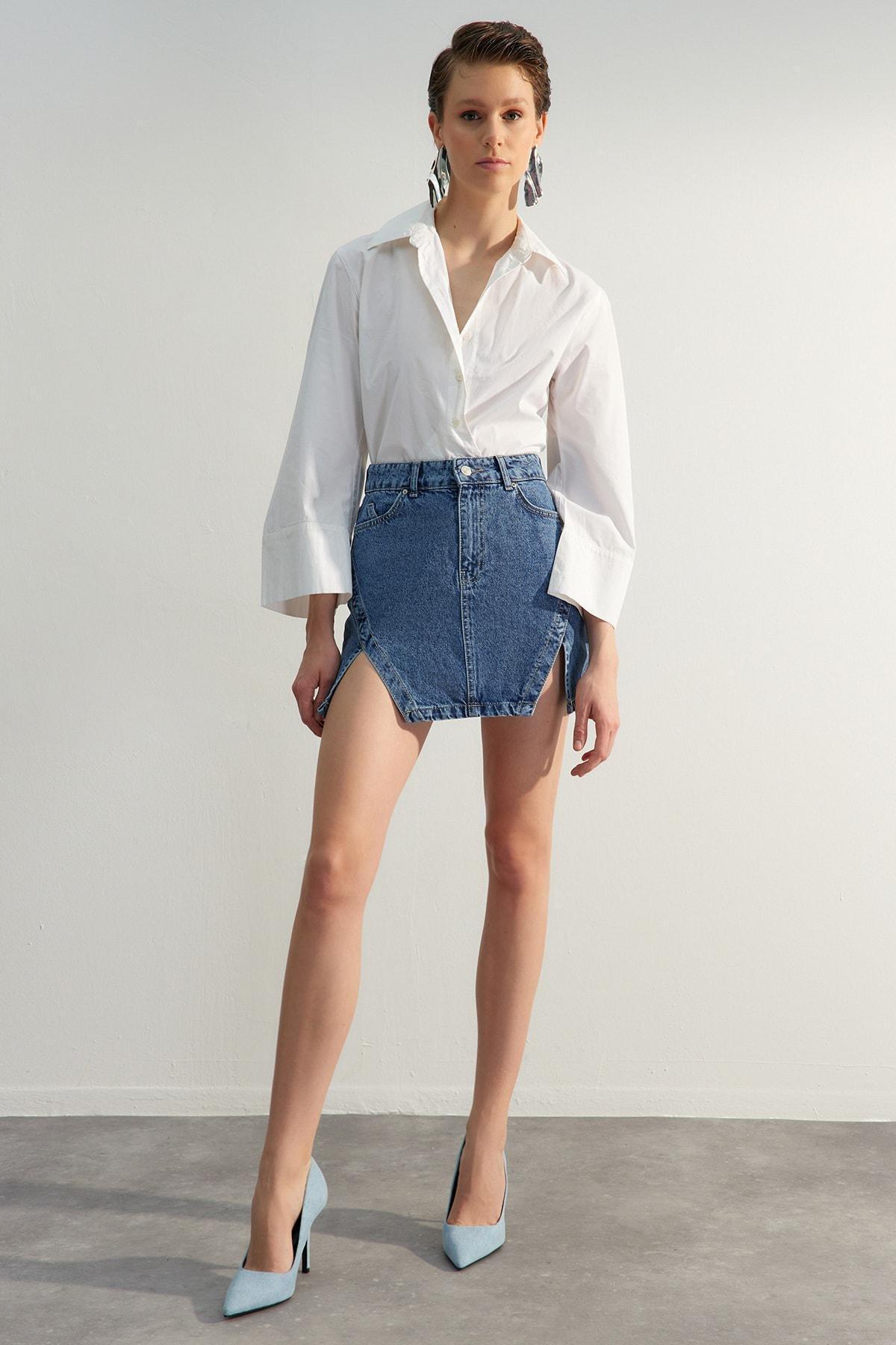 Blue Mini Skirt, , large image number 2