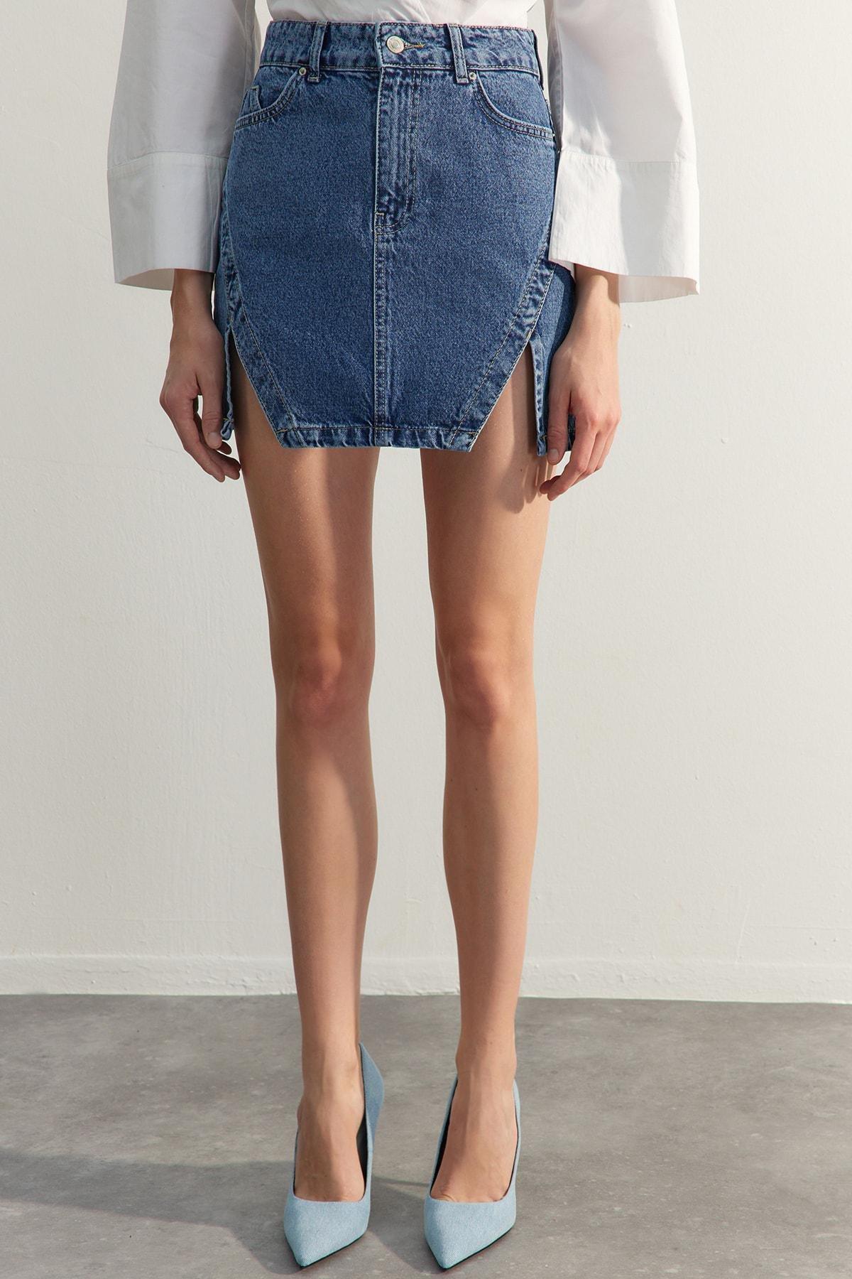 Blue Mini Skirt, , large image number 3