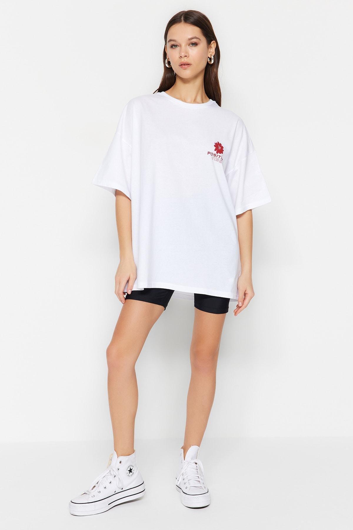 Red Floral Oversize T-Shirt, , large image number 3