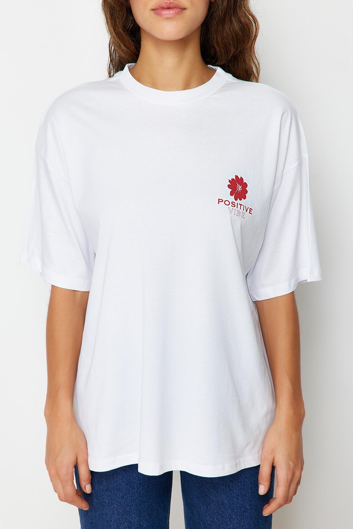 Red Floral Oversize T-Shirt, , large image number 5