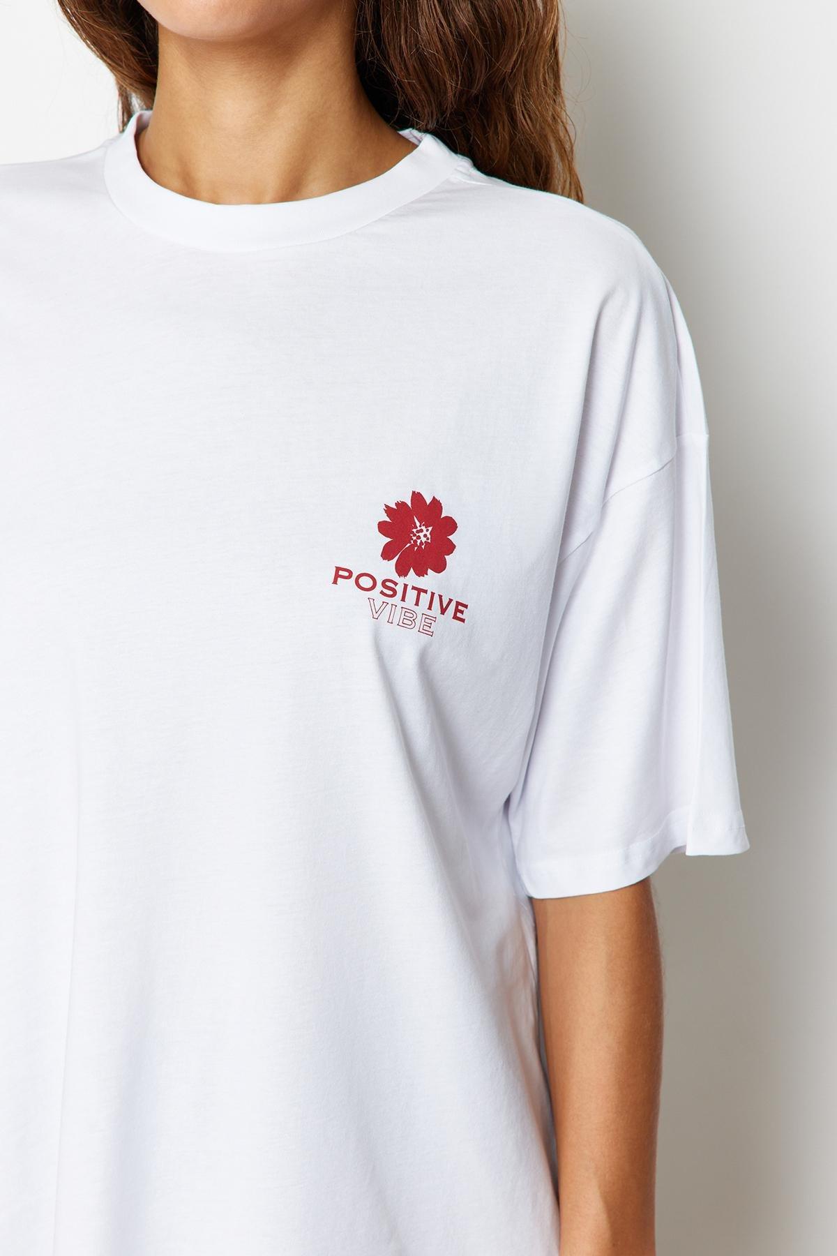Red Floral Oversize T-Shirt, , large image number 6