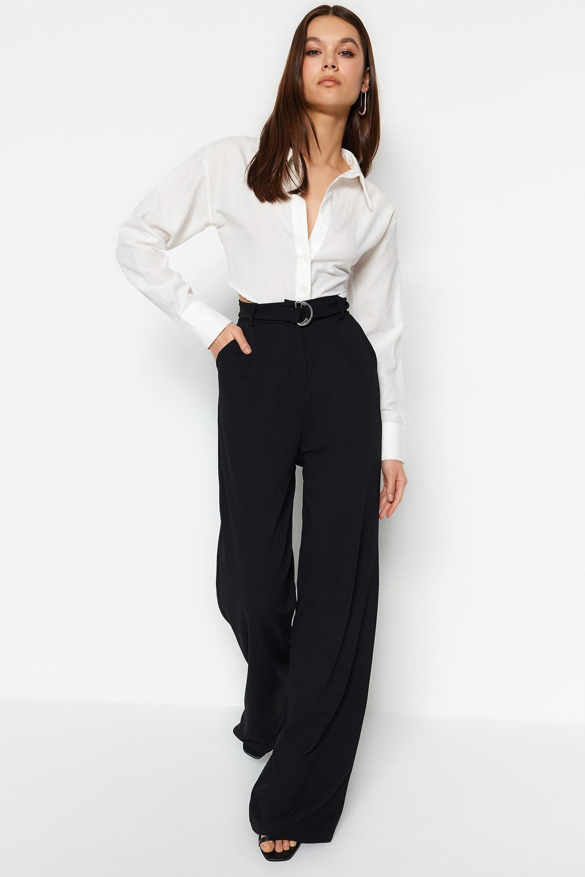 Black Wide Leg Pants, , large image number 0