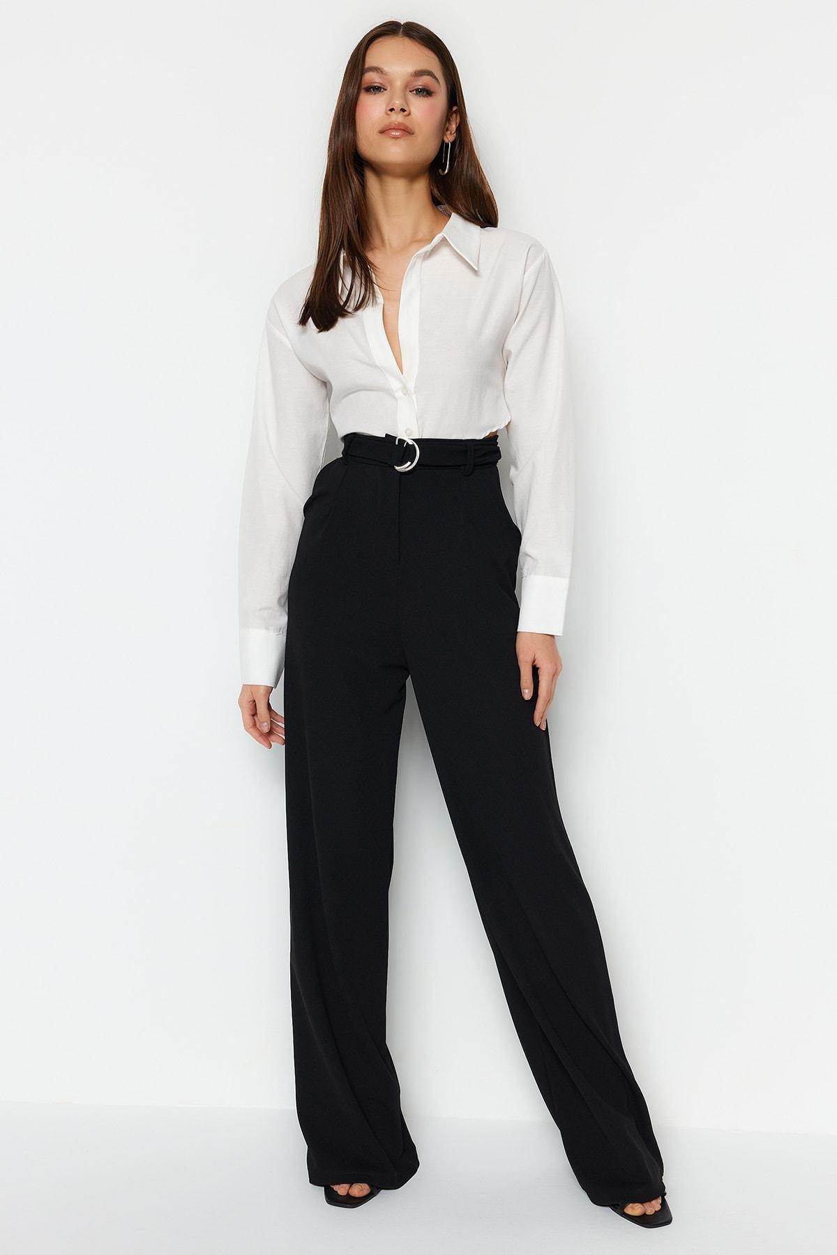 Black Wide Leg Pants, , large image number 1