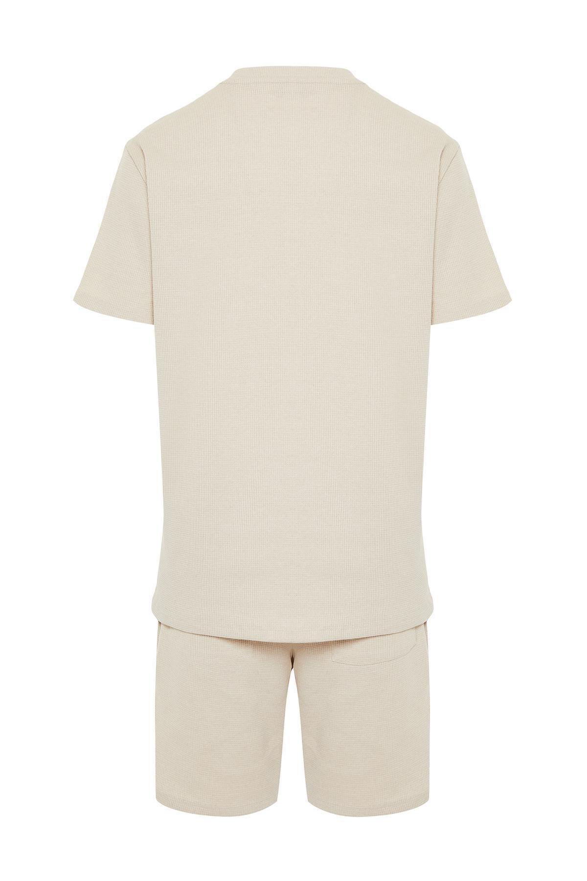 Trendyol - Beige Waffle Knitted Pyjamas Set