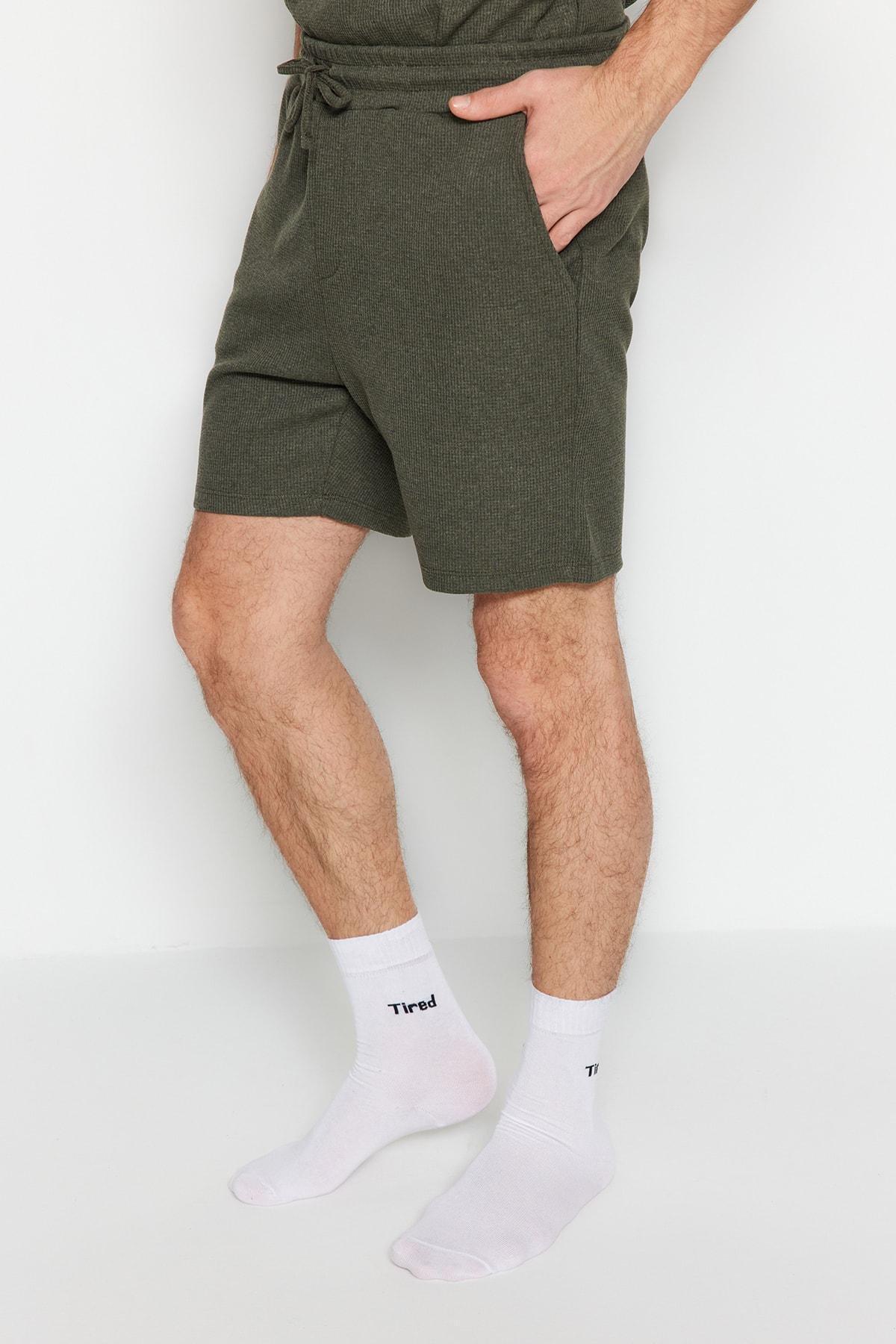 Khaki Crew Neck Pajama Set, Khaki, large image number 6