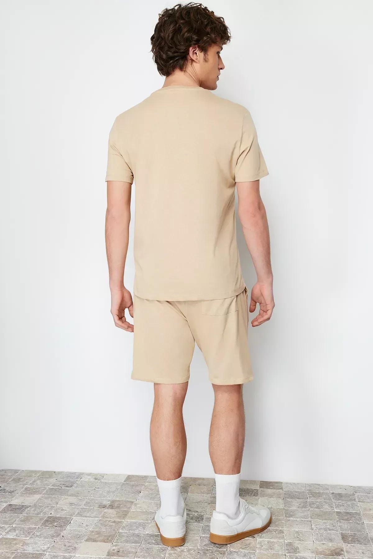 طقم بيجاما بفتحة رقبة مستديرة، بيج, Beige, large image number 5
