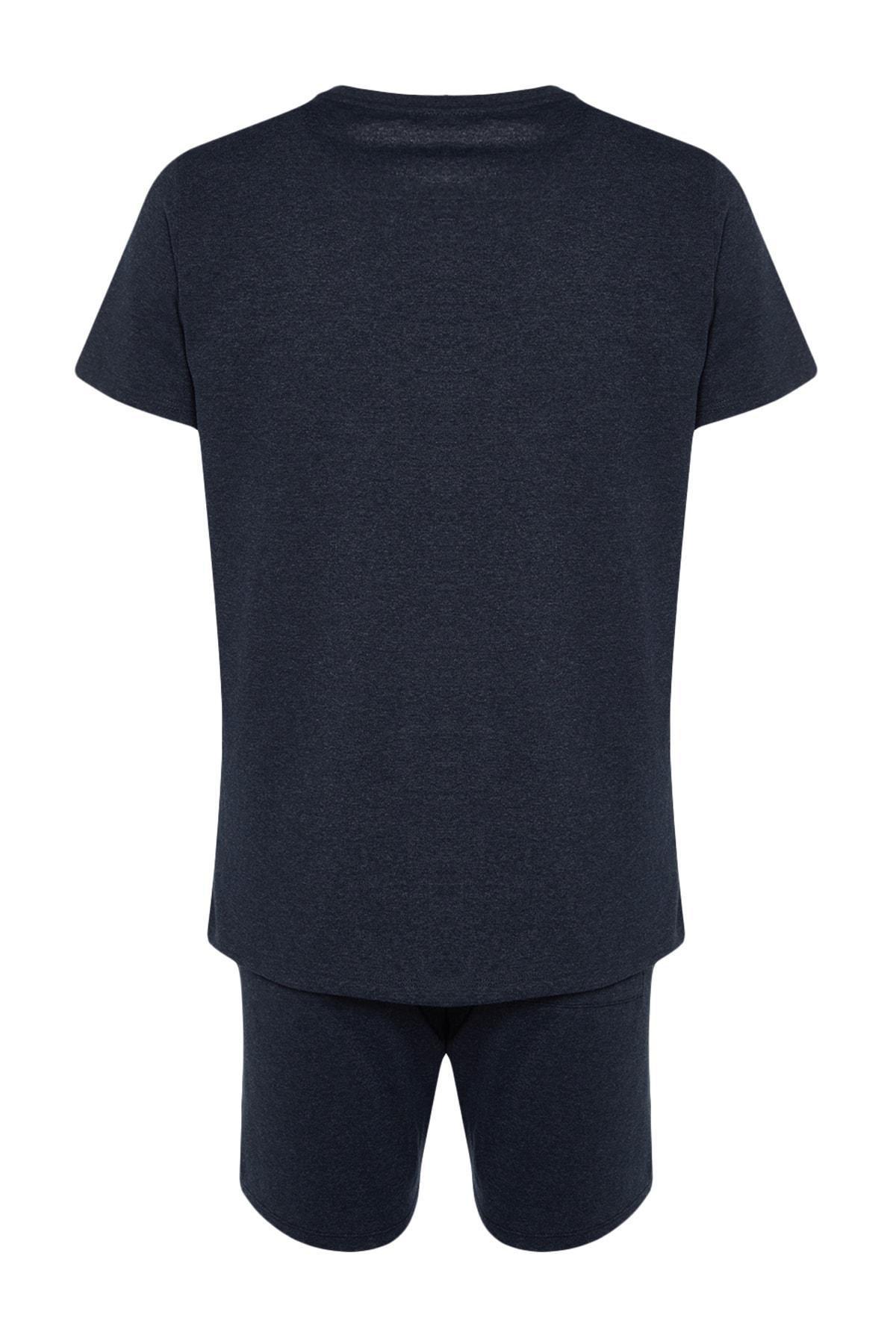 Navy Crew Neck Pajama Set, , large image number 4