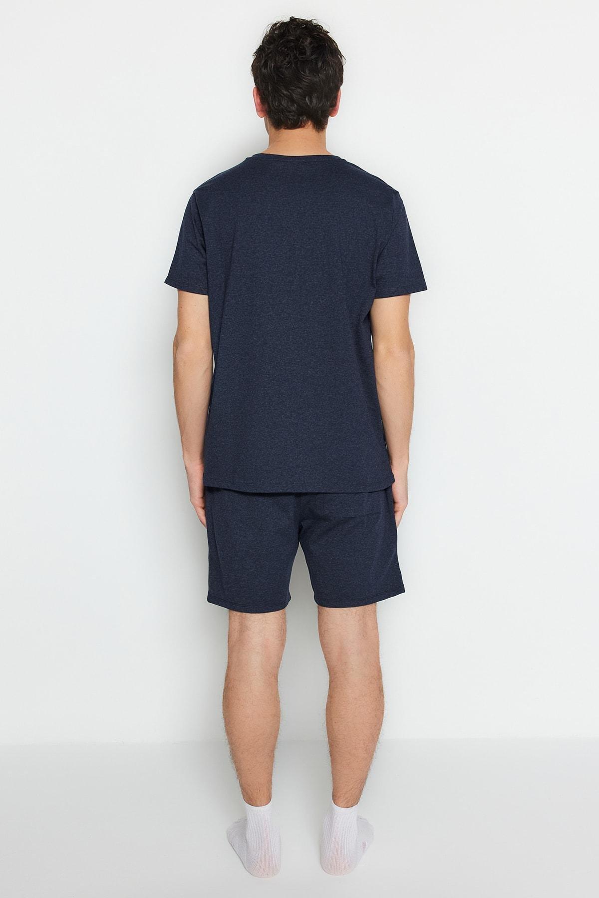 Navy Crew Neck Pajama Set, , large image number 5