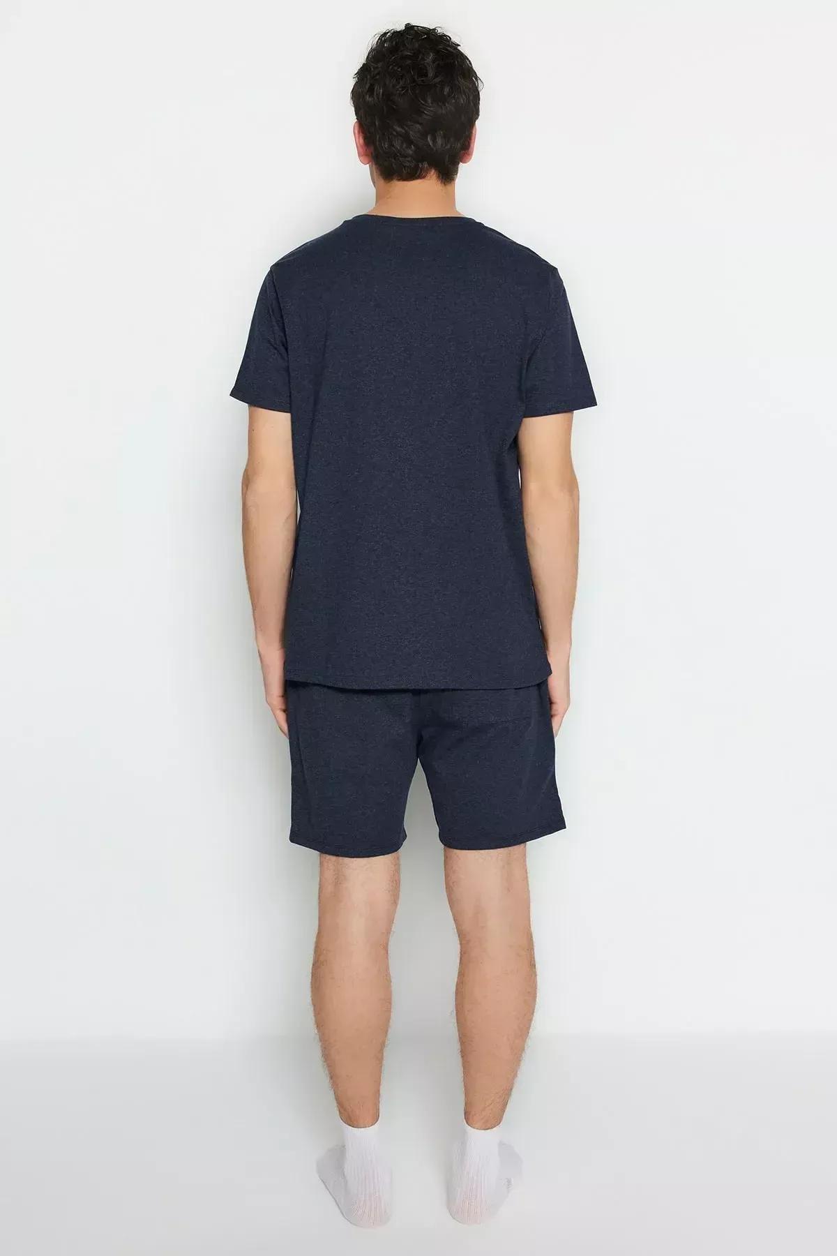 طقم بيجاما بفتحة رقبة مستديرة، كحلي, Dark blue, large image number 7