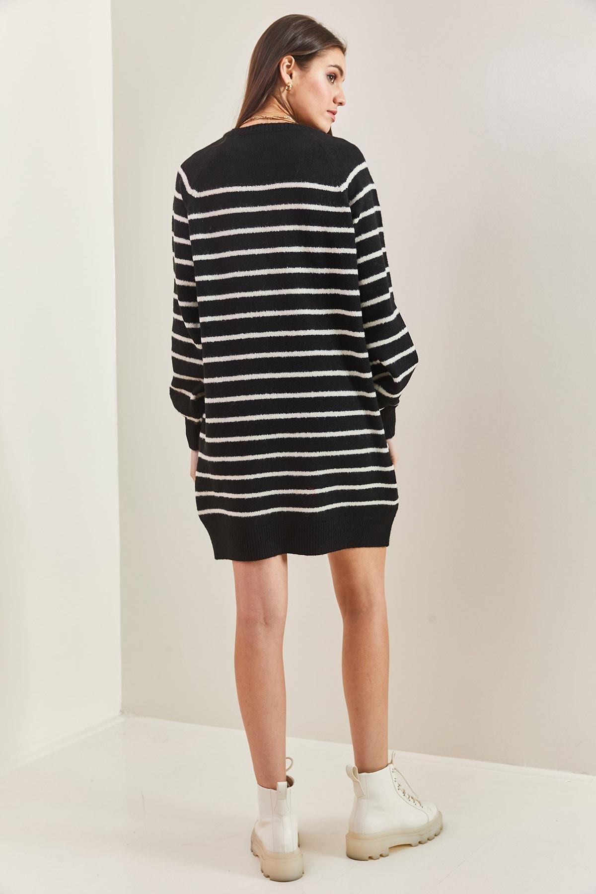 Multicolour Striped Buttoned Soft Knitted Dress, C101_1458, large image number 1