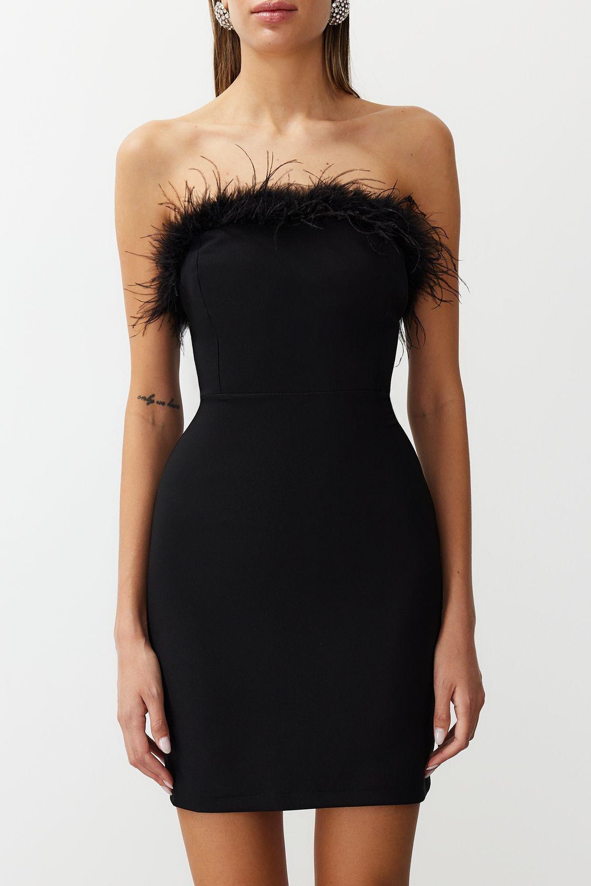 Black Lined Woven Occasionwear Dress, , large image number 0